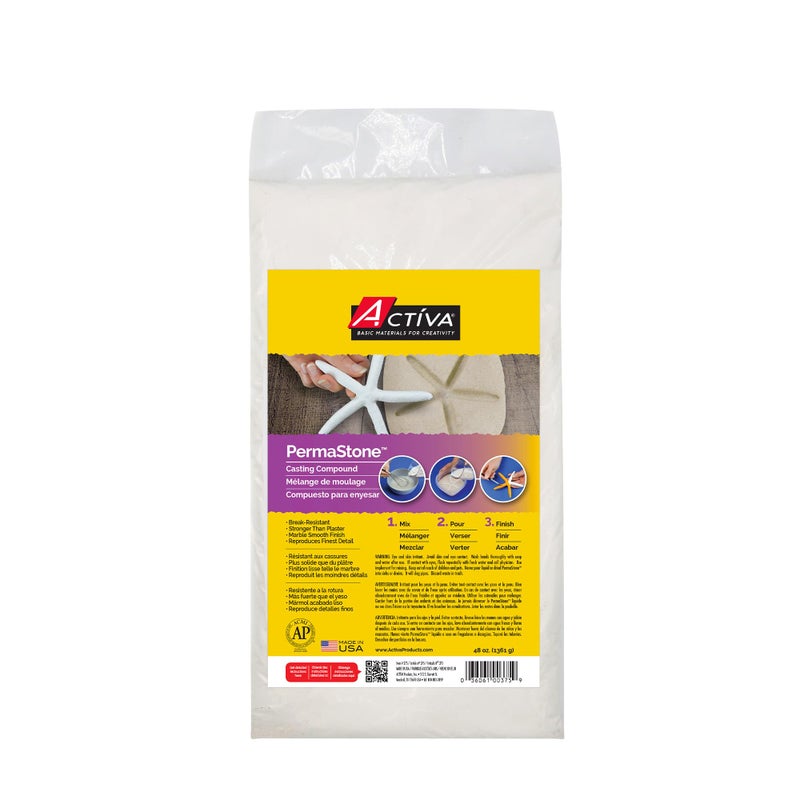 Activa PermaStone Casting Compound, 48-oz (1.36kg) | Strong & Durable, Reproduces Fine Details, Dries White - Image 1